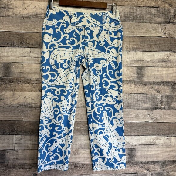 Lilly Pulitzer Womens 0 Bailey Capri Coastal Blue Gabby Alligator Print NWT - Picture 1 of 11